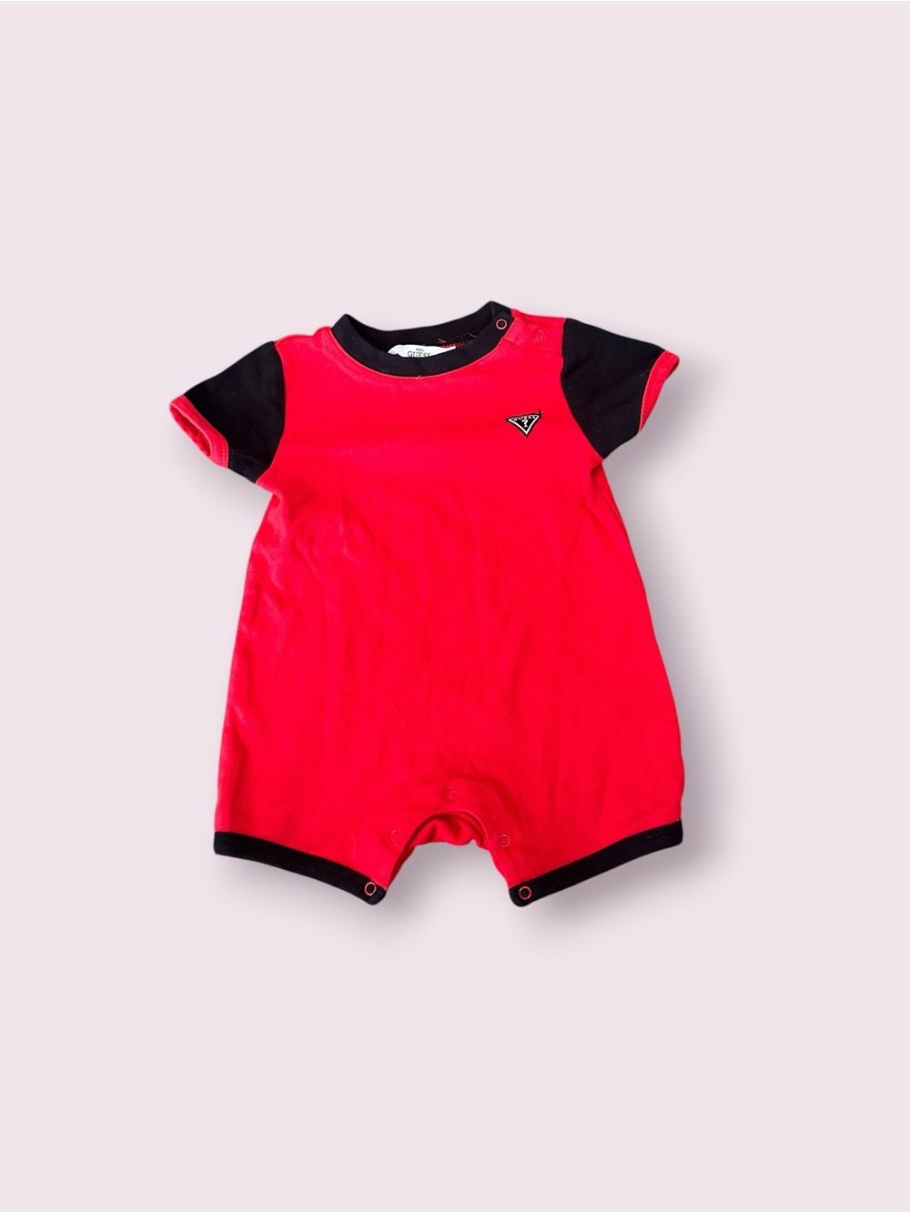 Guess Baby Red & Black Short Sleeve One-Piece Size 12 Months